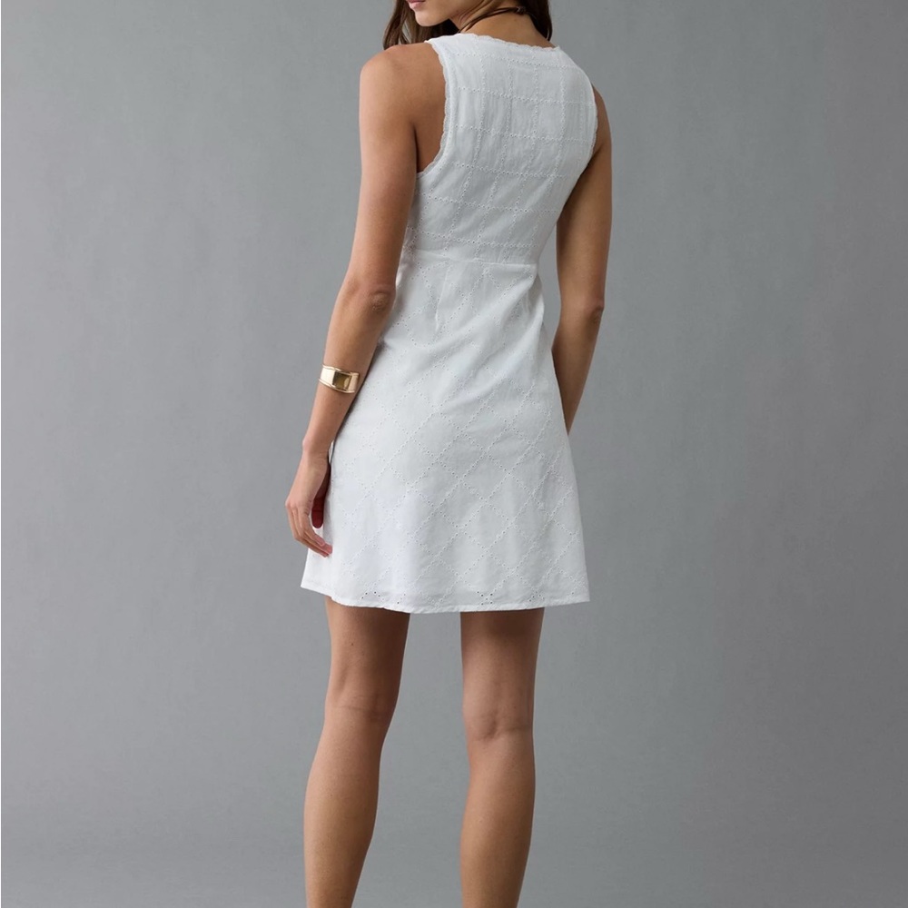 White Sleeveless Mini Slip Dress with Tie Front - Picture 4 of 5